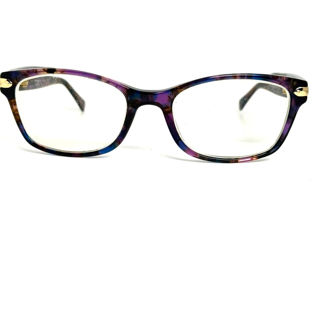 Coach HC 6065 Confetti Purple Rectangular Eyeglass Frames 5288 49-17-135 Gold